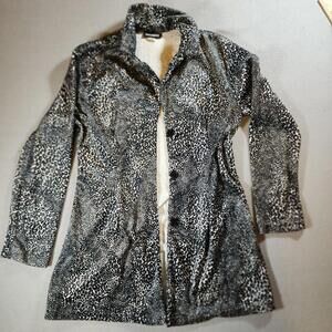 Funhouse Duster Jacket Junior's Animal Print Snake Leopard Black White Large Y2K